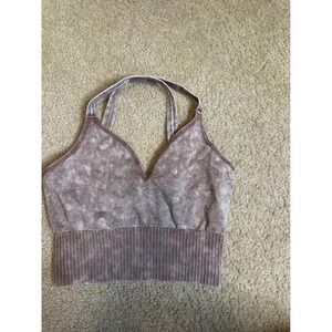 Zenana Outfitters Mineral Wash Seamless Brami Top Mauve L XL NTW-6153A